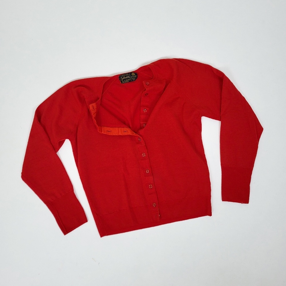 60’s Merino Wool Knit Cardigan Fitted Vintage 3/4 sleeve button down up - Picture 2 of 13